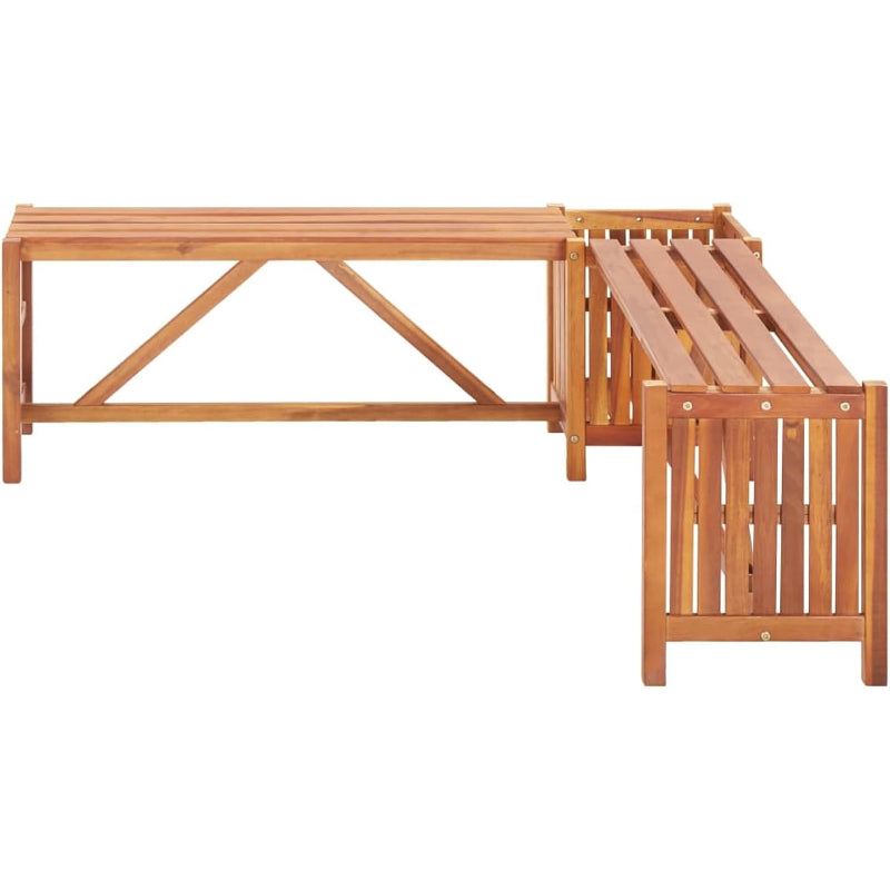 Wood Crescent Corner Planter Bench