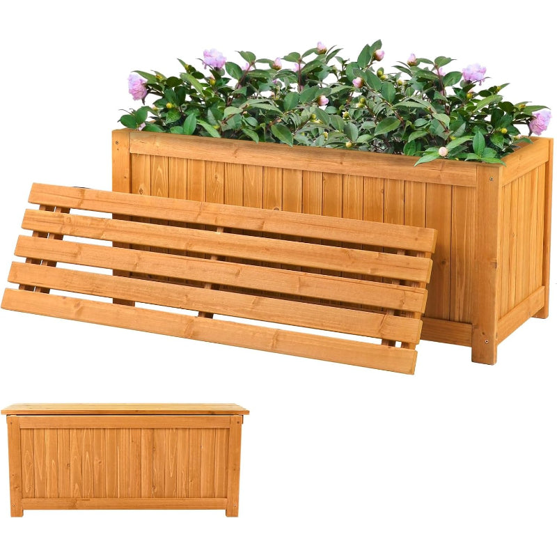 Cedar Wood Multi‑Functional Planter Box
