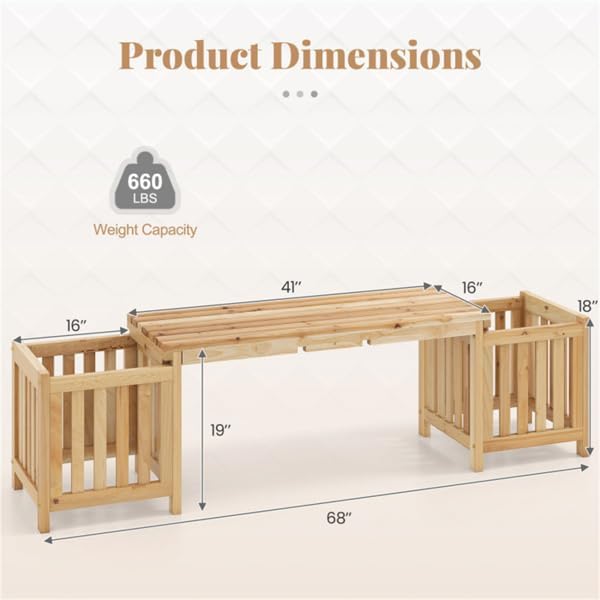 Wooden 2‑in‑1 Outdoor Garden Bench