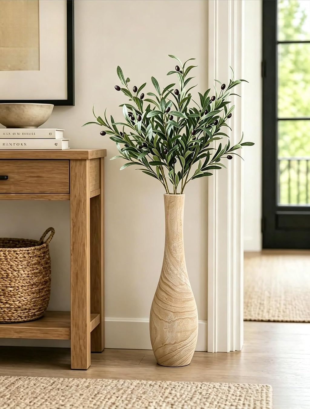 Boho Farmhouse Tall Wood Floor Vase