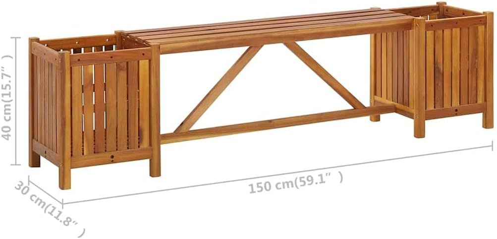 Solid Acacia Wood Patio Planter Bench