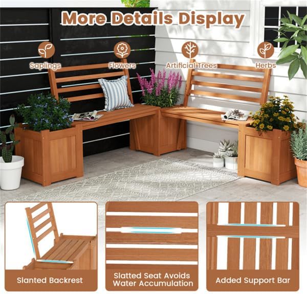 Wood 2‑in‑1 Outdoor Planter Box Bench