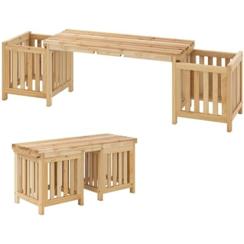 Wooden 2‑in‑1 Outdoor Garden Bench