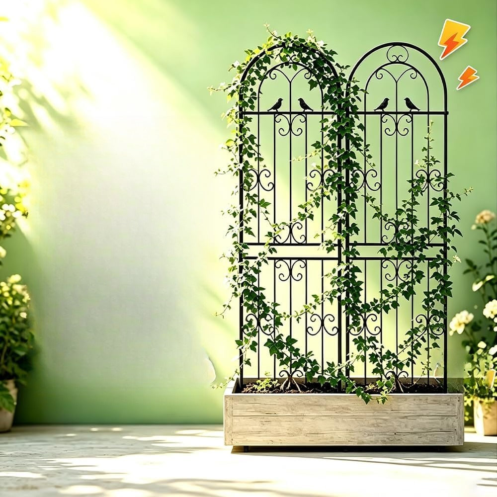 2‑Pack Black Lattice Metal Garden Trellis