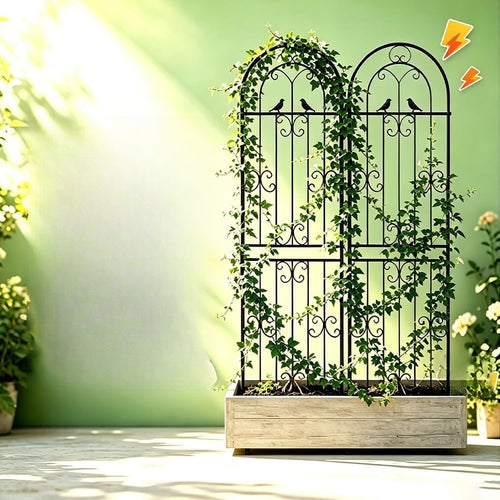 2‑Pack Black Lattice Metal Garden Trellis