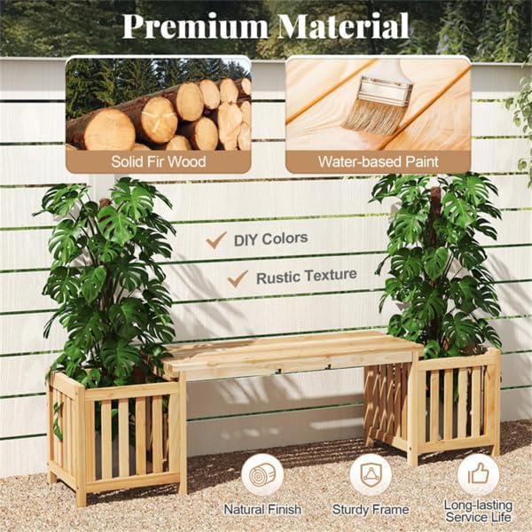 Wooden 2‑in‑1 Outdoor Garden Bench
