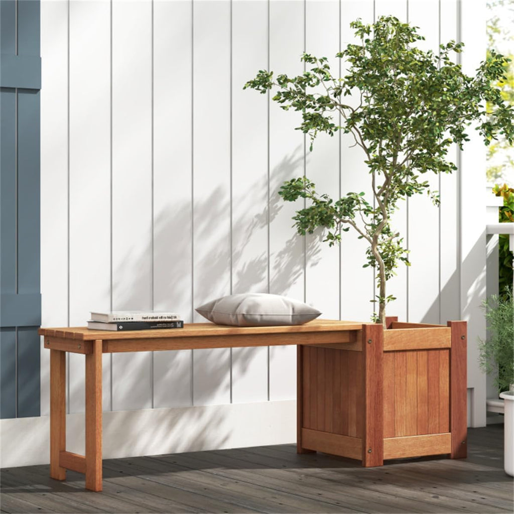 Solid Wood 2‑in‑1 Outdoor Planter Bench