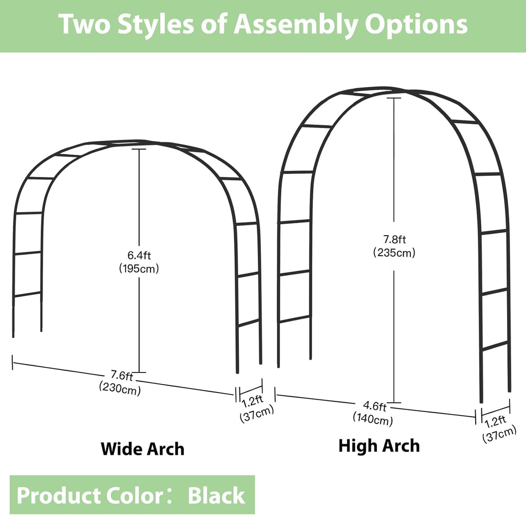 7.8ft Metal Garden Arch Trellis