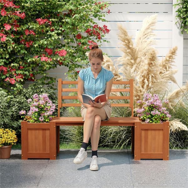 Wood 2‑in‑1 Outdoor Planter Box Bench