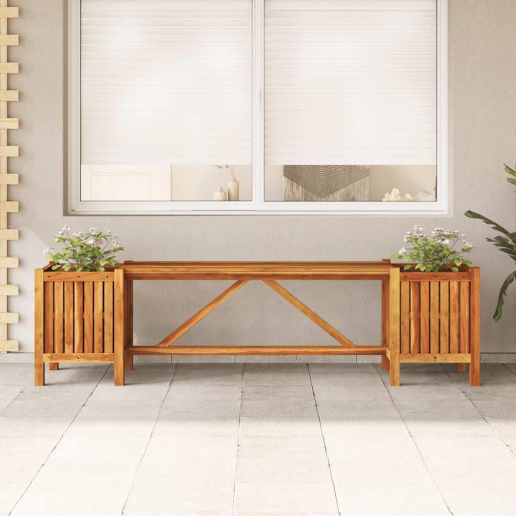 Solid Acacia Wood Patio Planter Bench