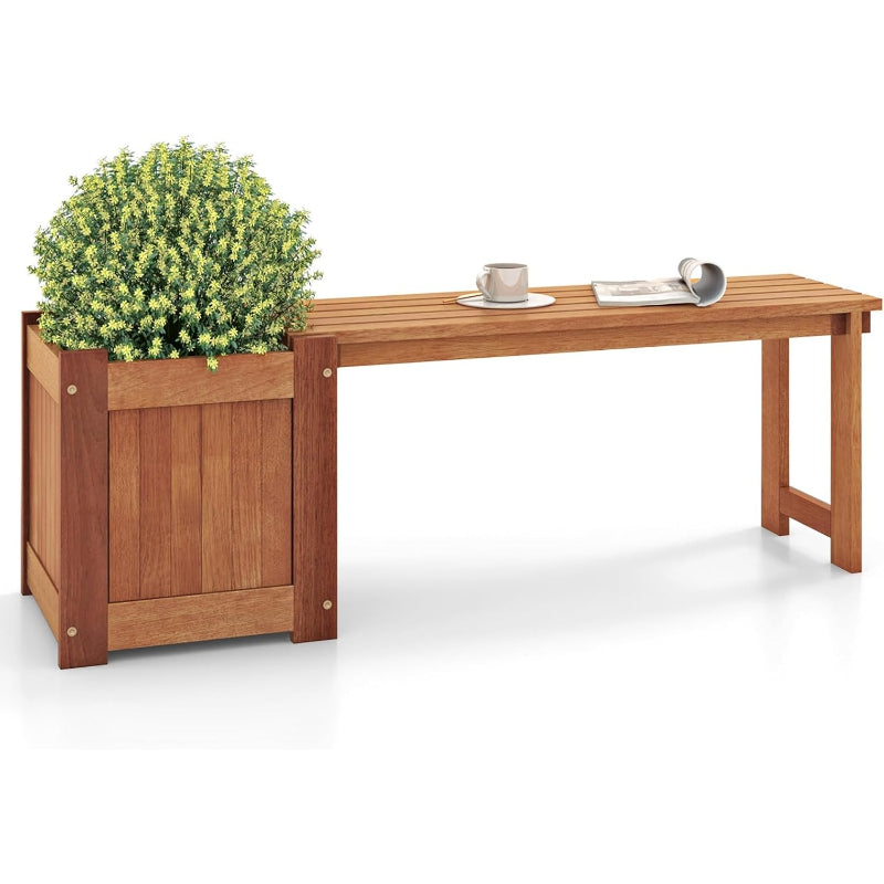 Teak Oil Finish 2‑in‑1 Planter Bench