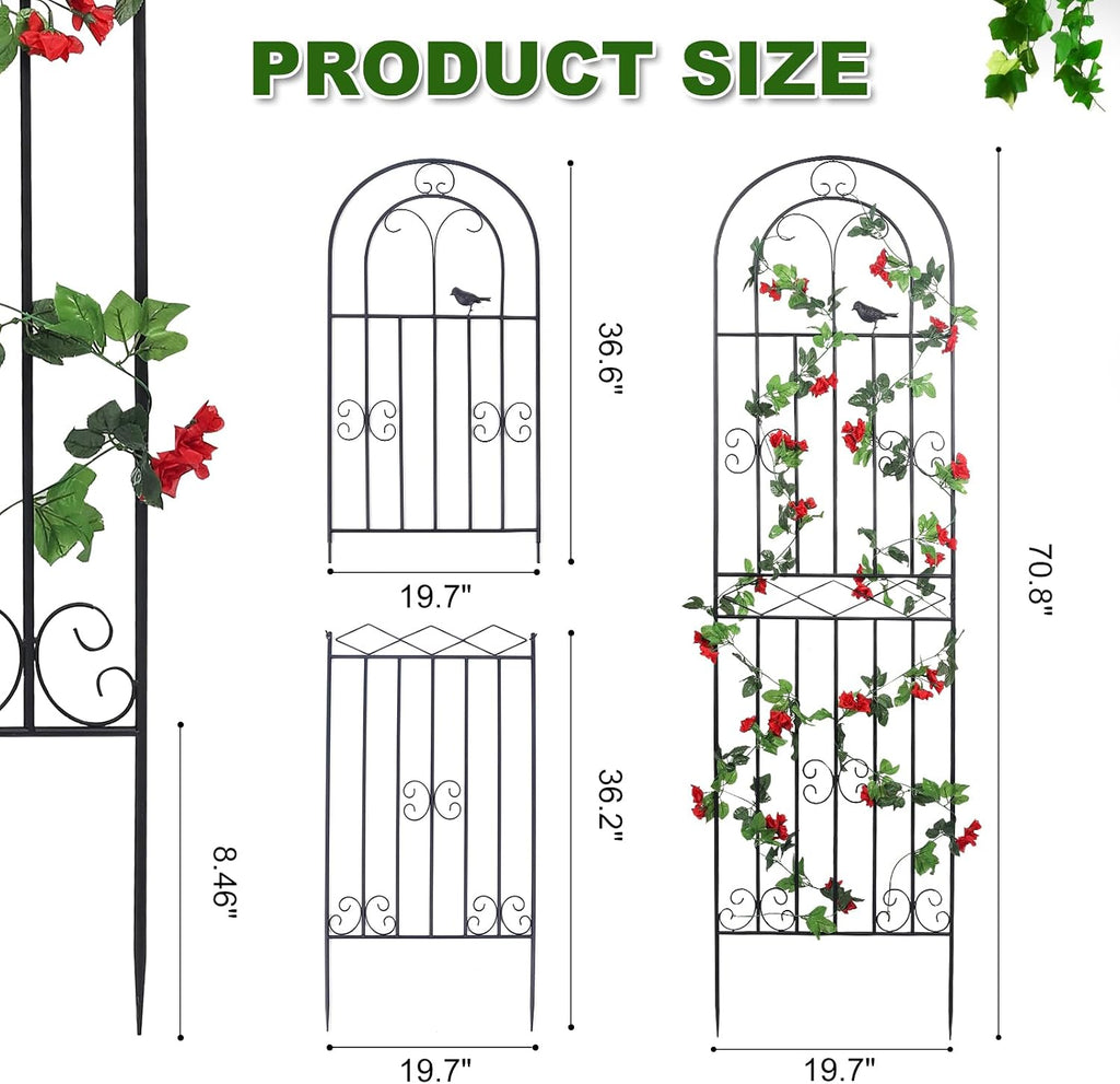 2‑Pack Black Lattice Grid Metal Garden Trellis