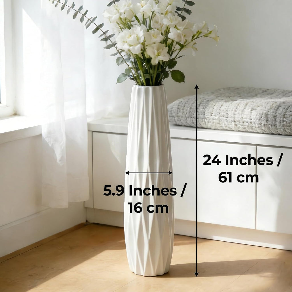 Large White Ceramic Floor Vase