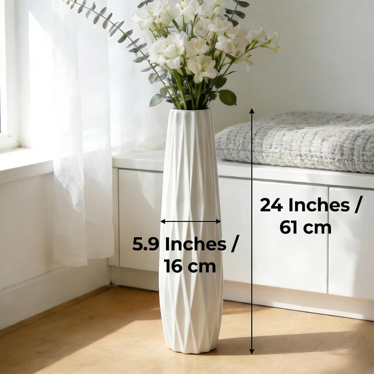 Large White Ceramic Floor Vase