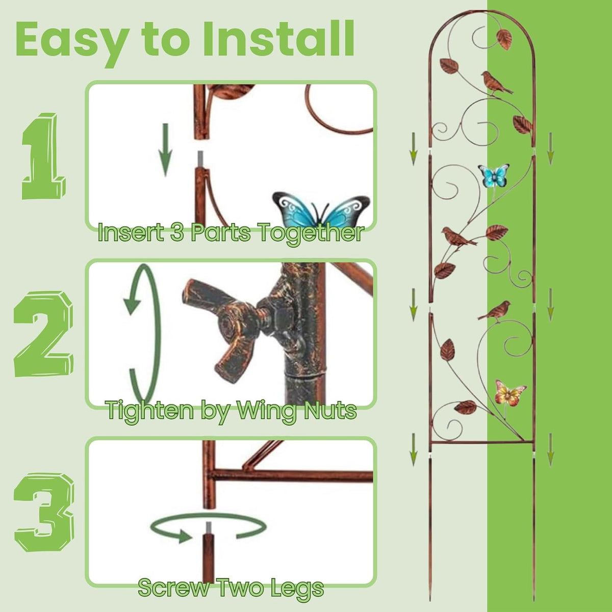 2‑Pack Heavy‑Duty Iron Arch Garden Trellis