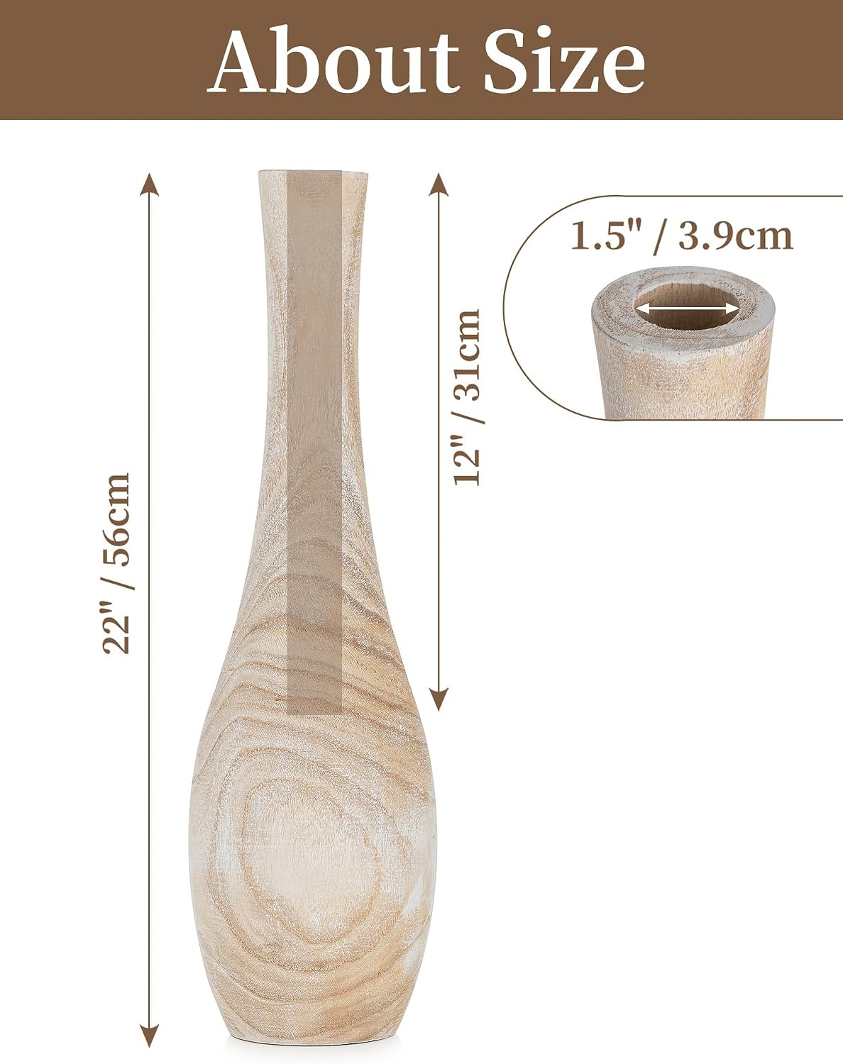Boho Farmhouse Tall Wood Floor Vase