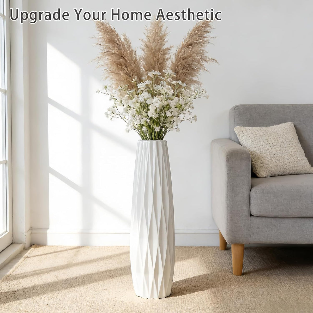 Large White Ceramic Floor Vase