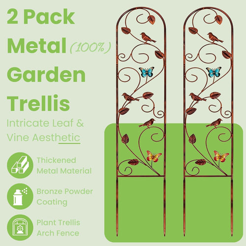 2‑Pack Heavy‑Duty Iron Arch Garden Trellis