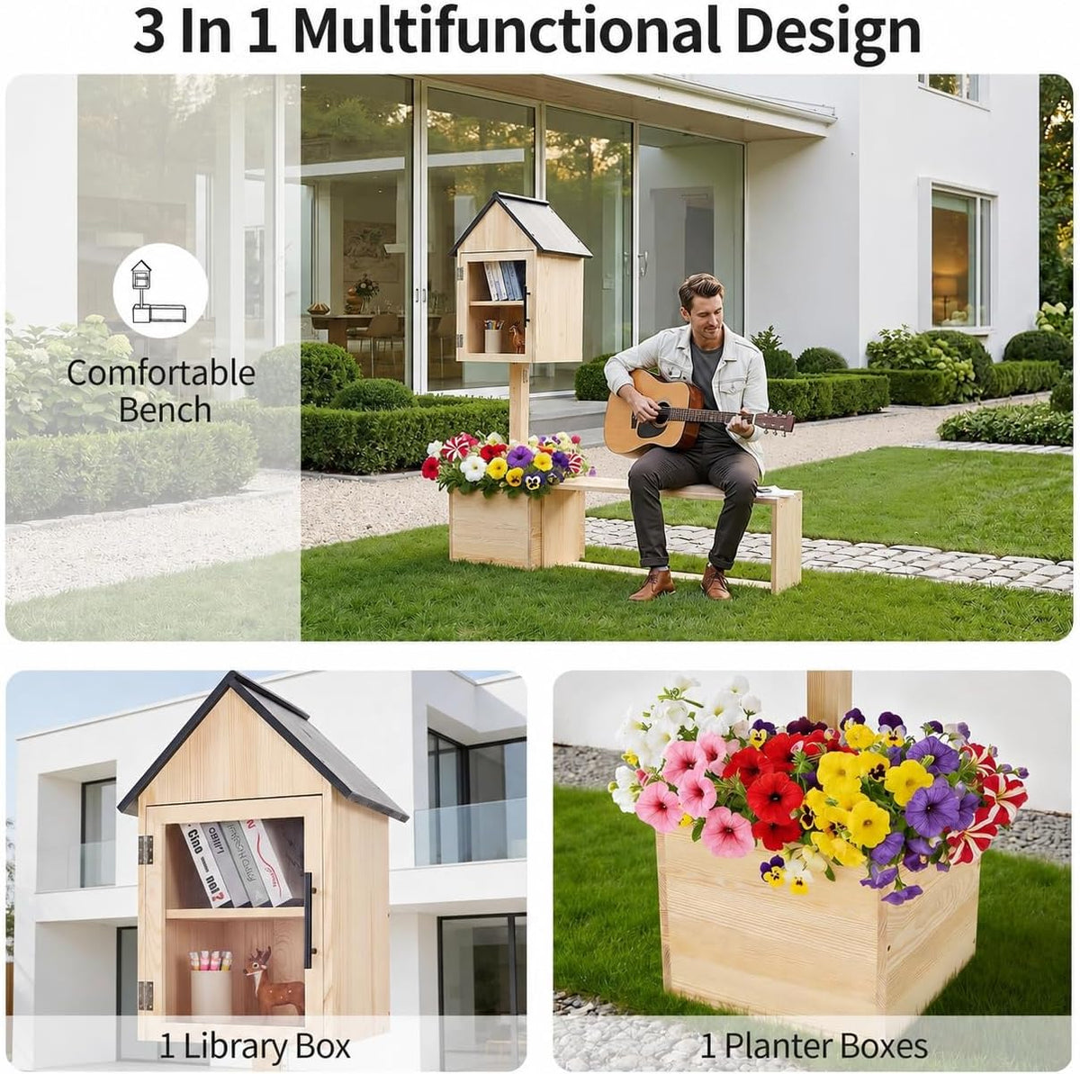 3‑in‑1 Outdoor Little Library Kit