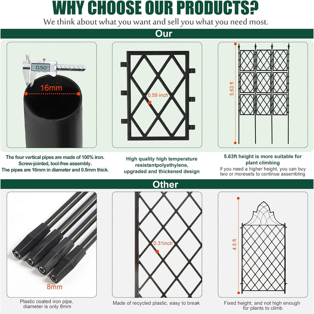 63 Inch Iron Pipe Garden Trellis