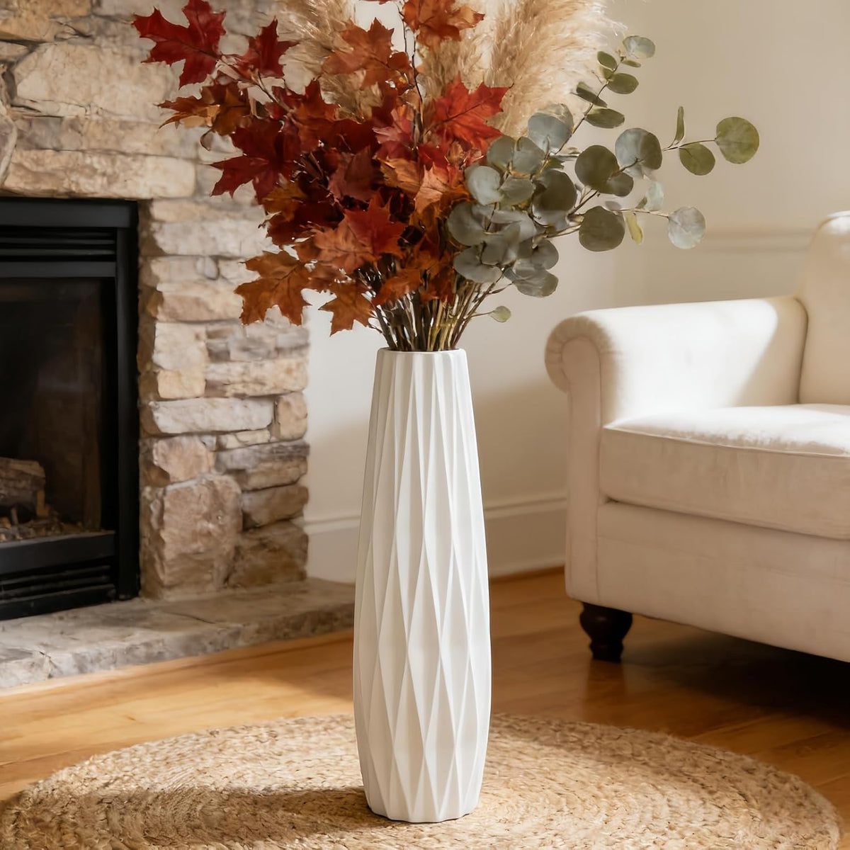 Large White Ceramic Floor Vase