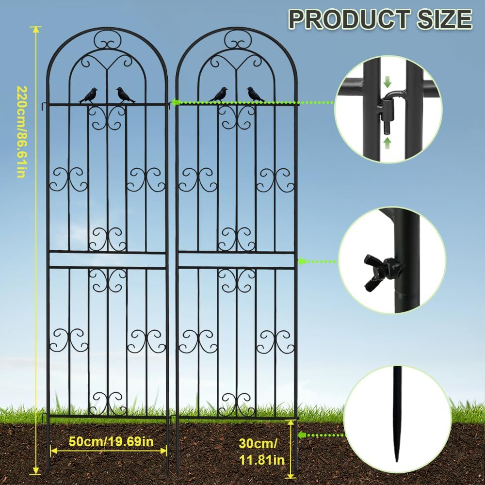 2‑Pack Black Lattice Metal Garden Trellis