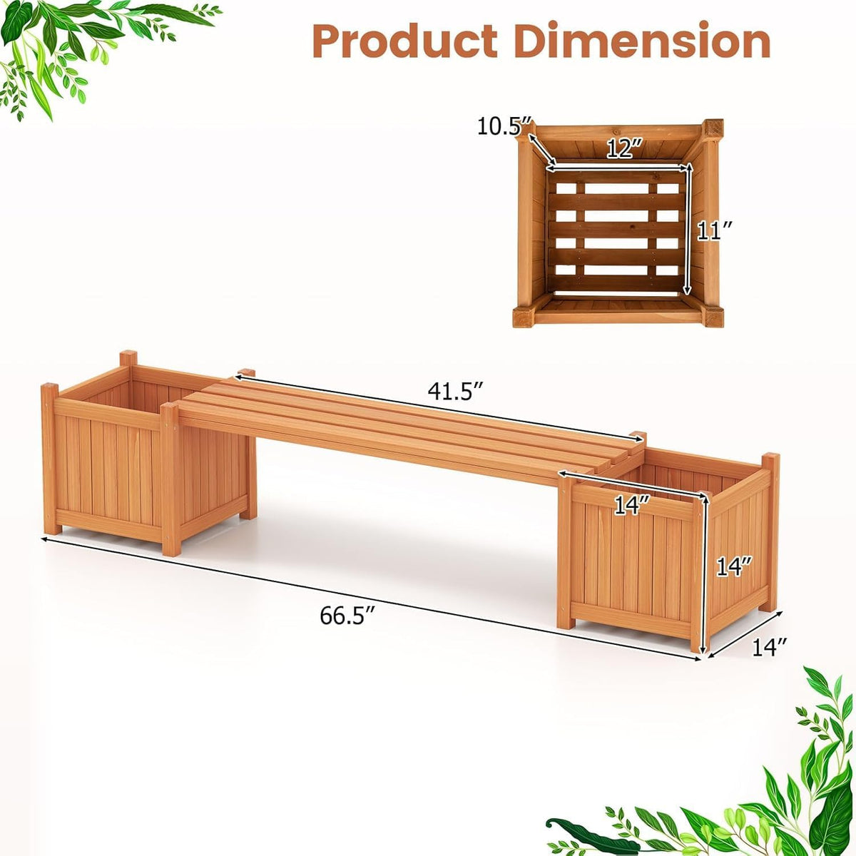 Teak Oil Finish Wood Planter Bench
