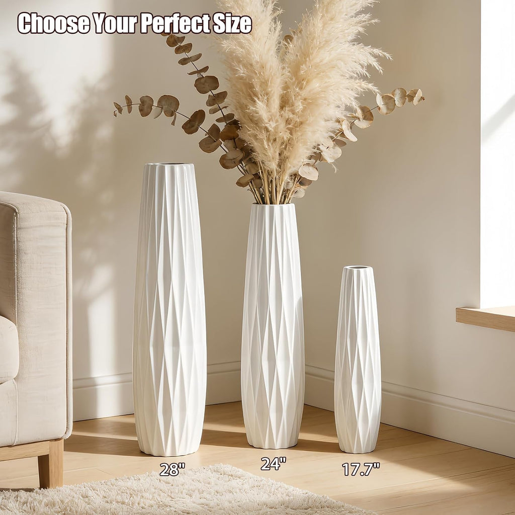 Large White Ceramic Floor Vase