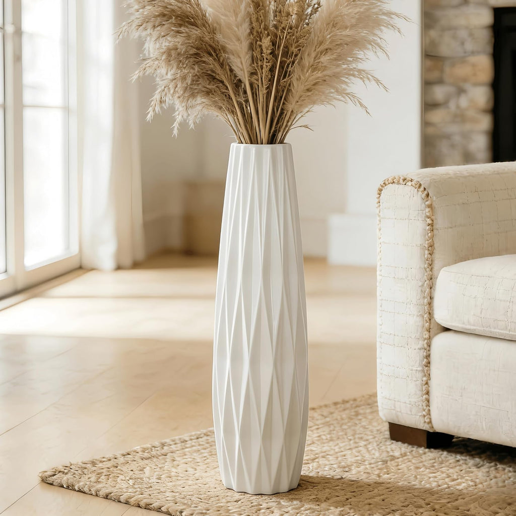 Large White Ceramic Floor Vase