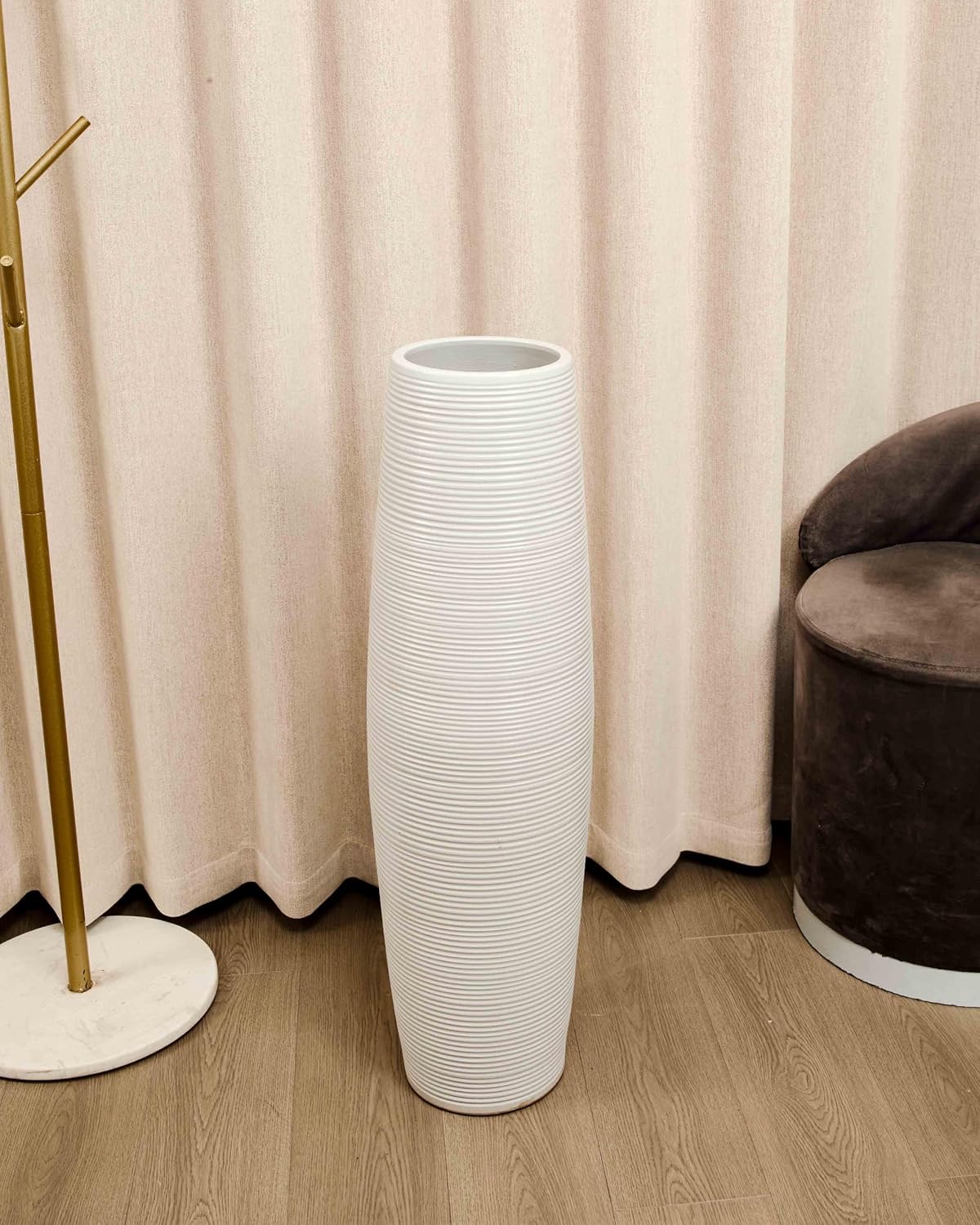Modern Handmade White Ceramic Floor Vase