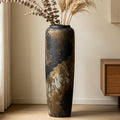 Rustic Black Ceramic Floor Vase