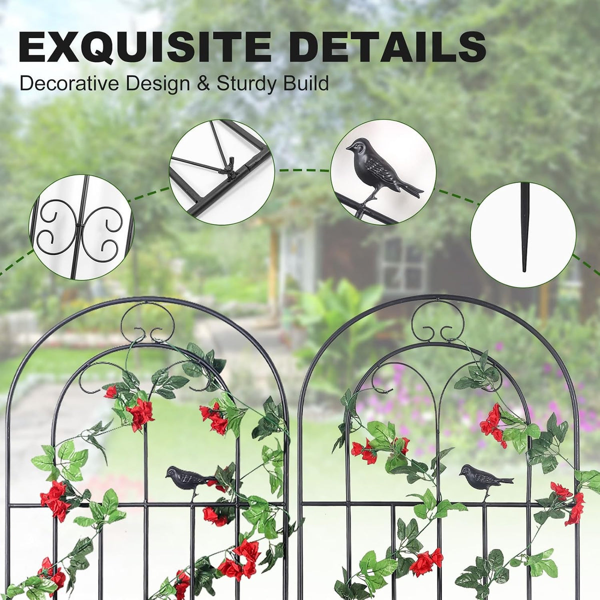 2‑Pack Black Lattice Grid Metal Garden Trellis