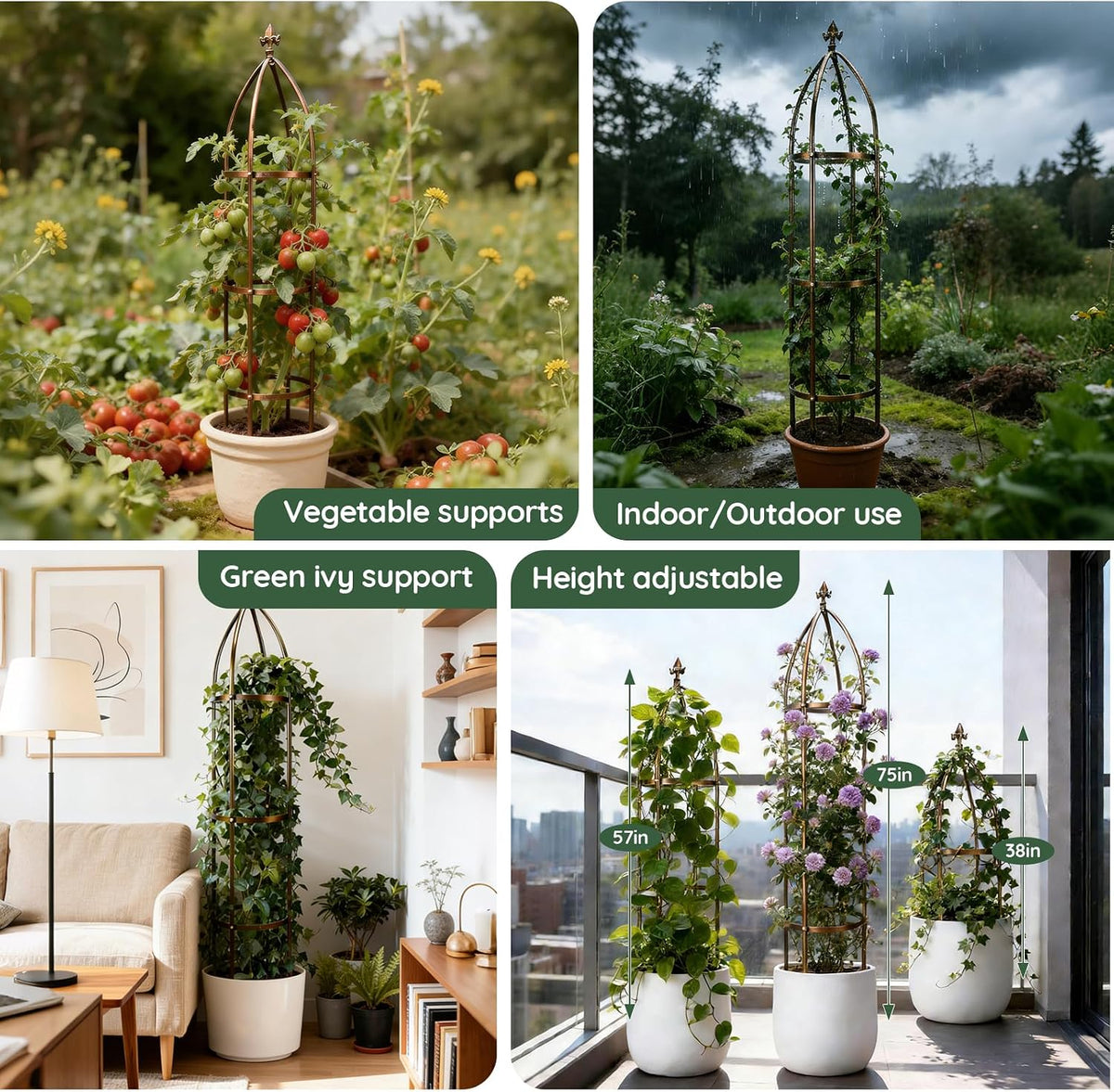 6.3FT Thickened Metal Garden Obelisk Trellis