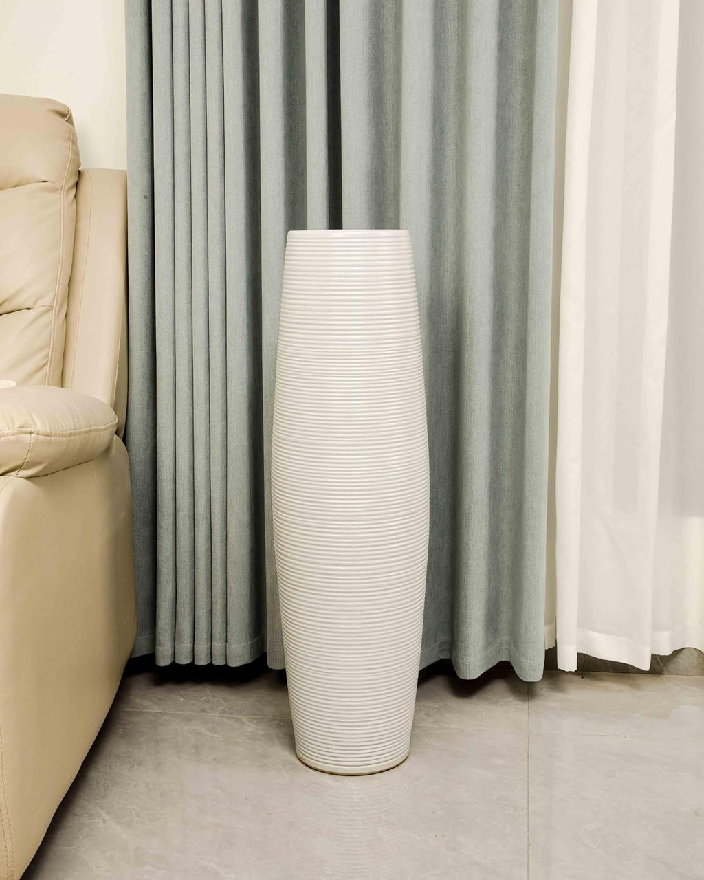 Modern Handmade White Ceramic Floor Vase