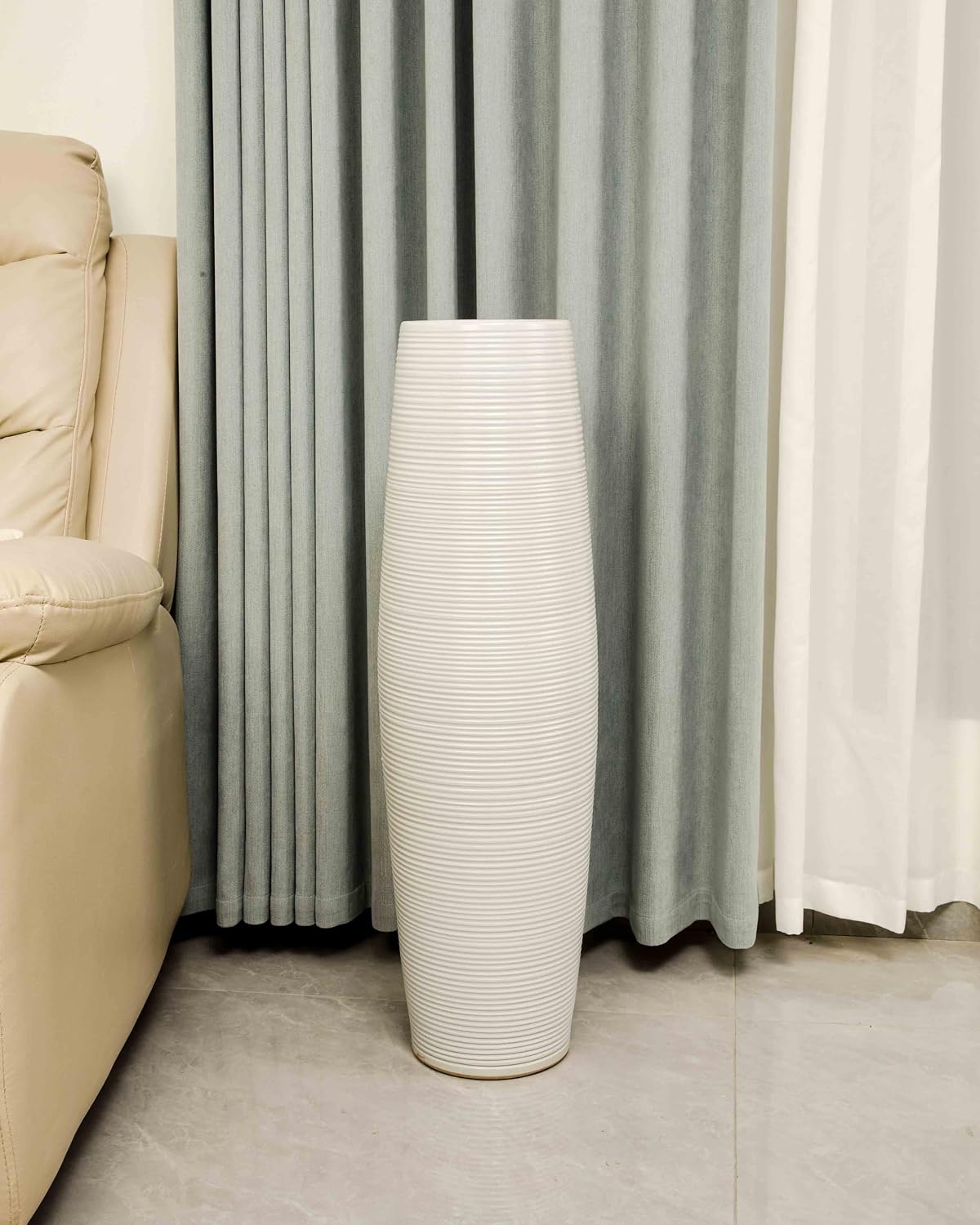 Modern Handmade White Ceramic Floor Vase