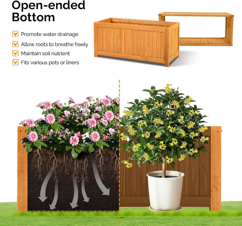 Cedar Wood Multi‑Functional Planter Box