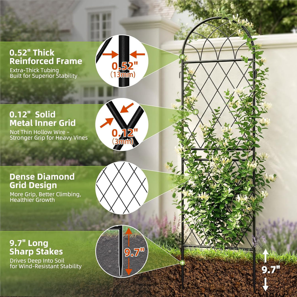 2‑Pack Black Heavy‑Duty Arched Garden Trellis