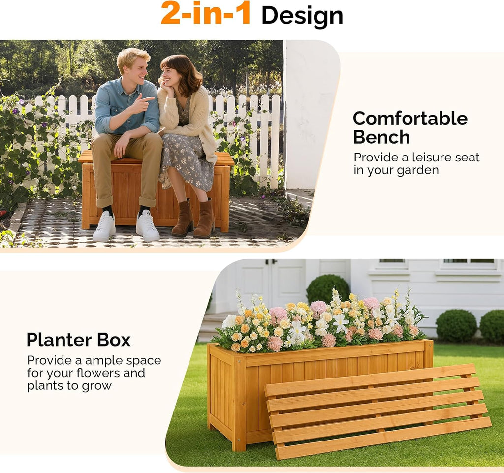 Cedar Wood Multi‑Functional Planter Box