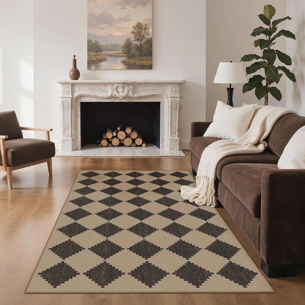 Checkered Washable Jute Area Rug