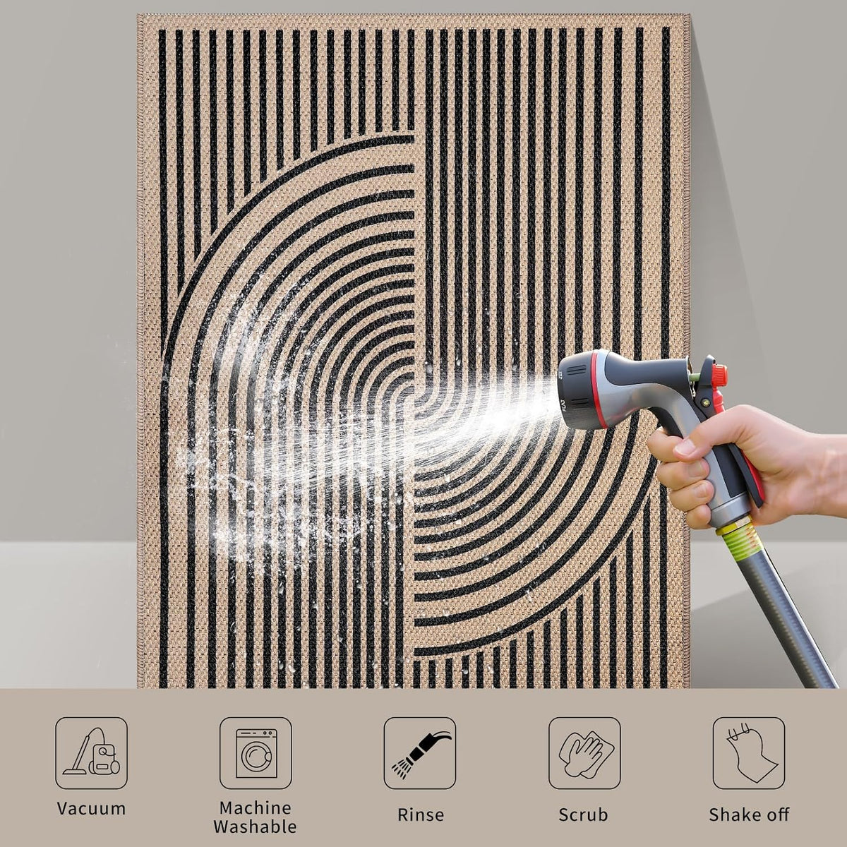 Washable Non‑Slip Jute Area Rug