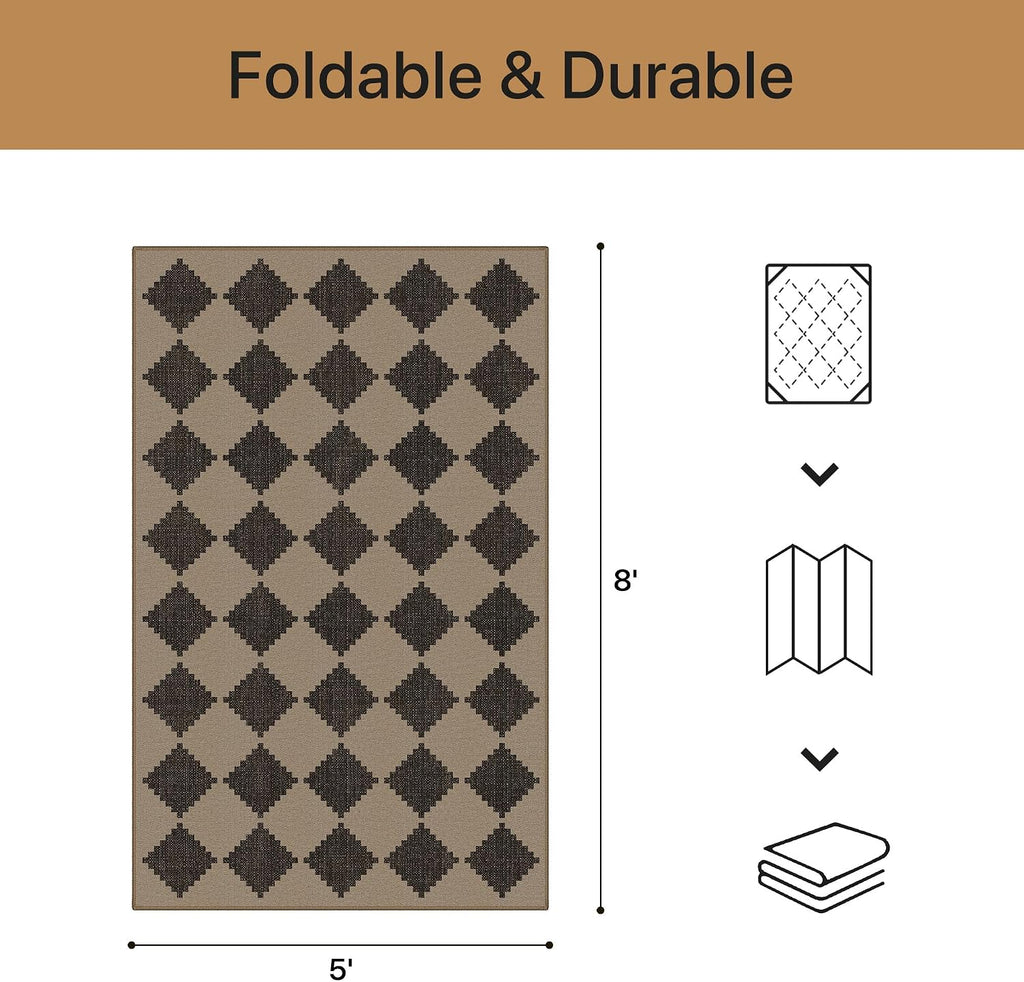 Checkered Washable Jute Area Rug