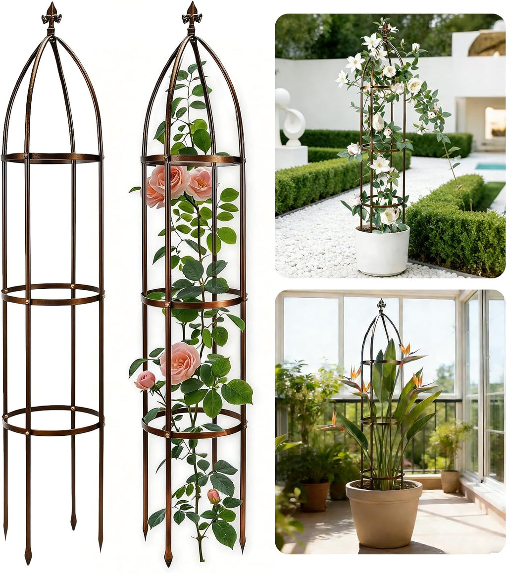 6.3FT Thickened Metal Garden Obelisk Trellis