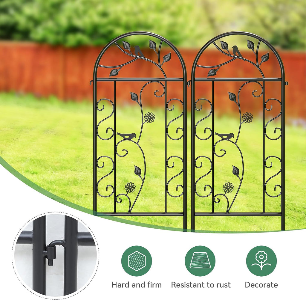 2‑Pack Black Daisy & Bird Arch Garden Trellises
