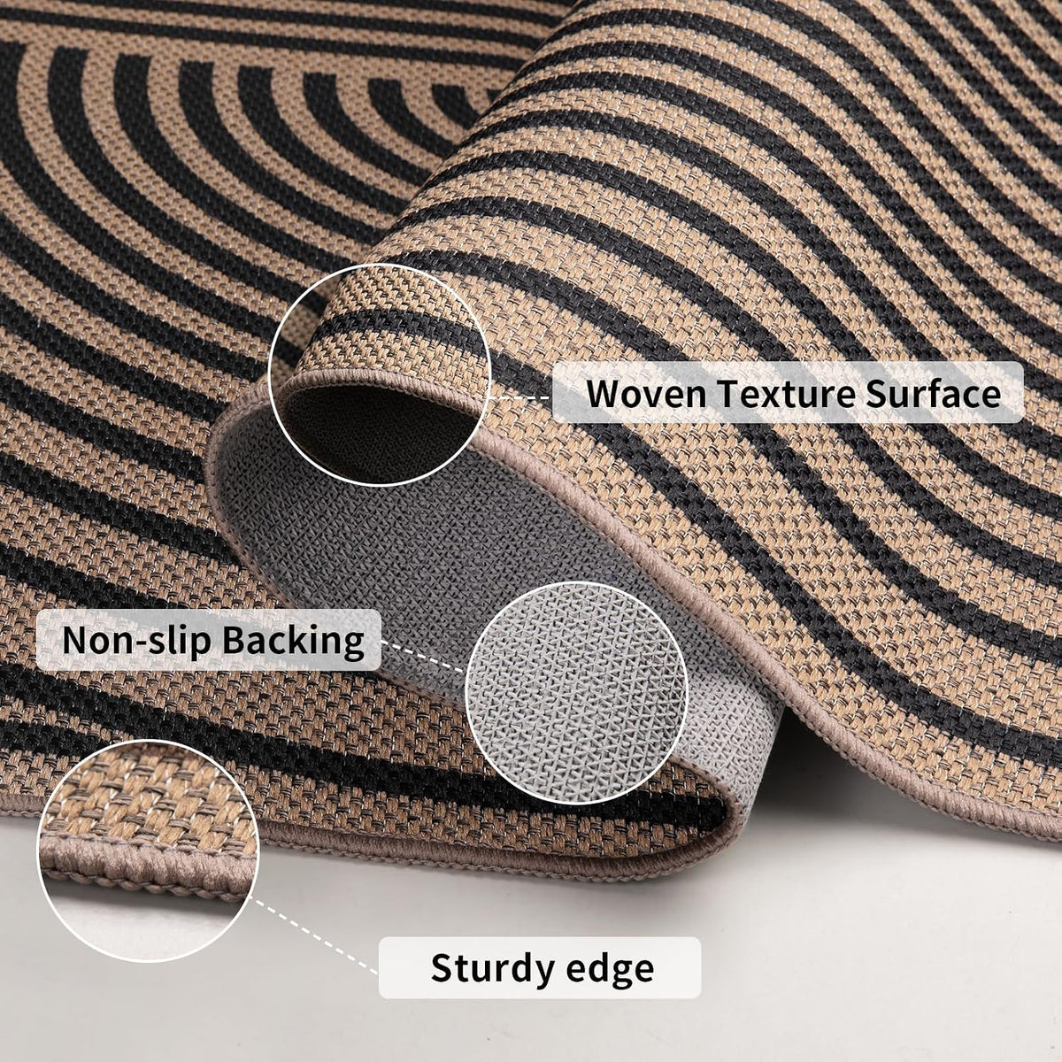 Washable Non‑Slip Jute Area Rug