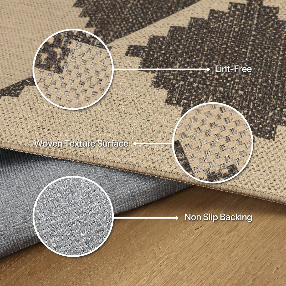 Checkered Washable Jute Area Rug