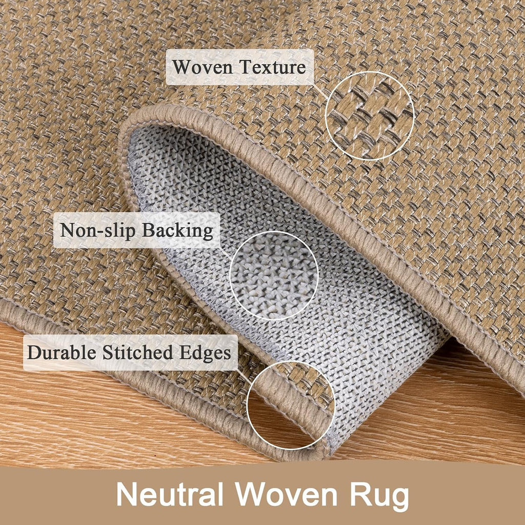 Faux Jute Woven Washable Area Rug
