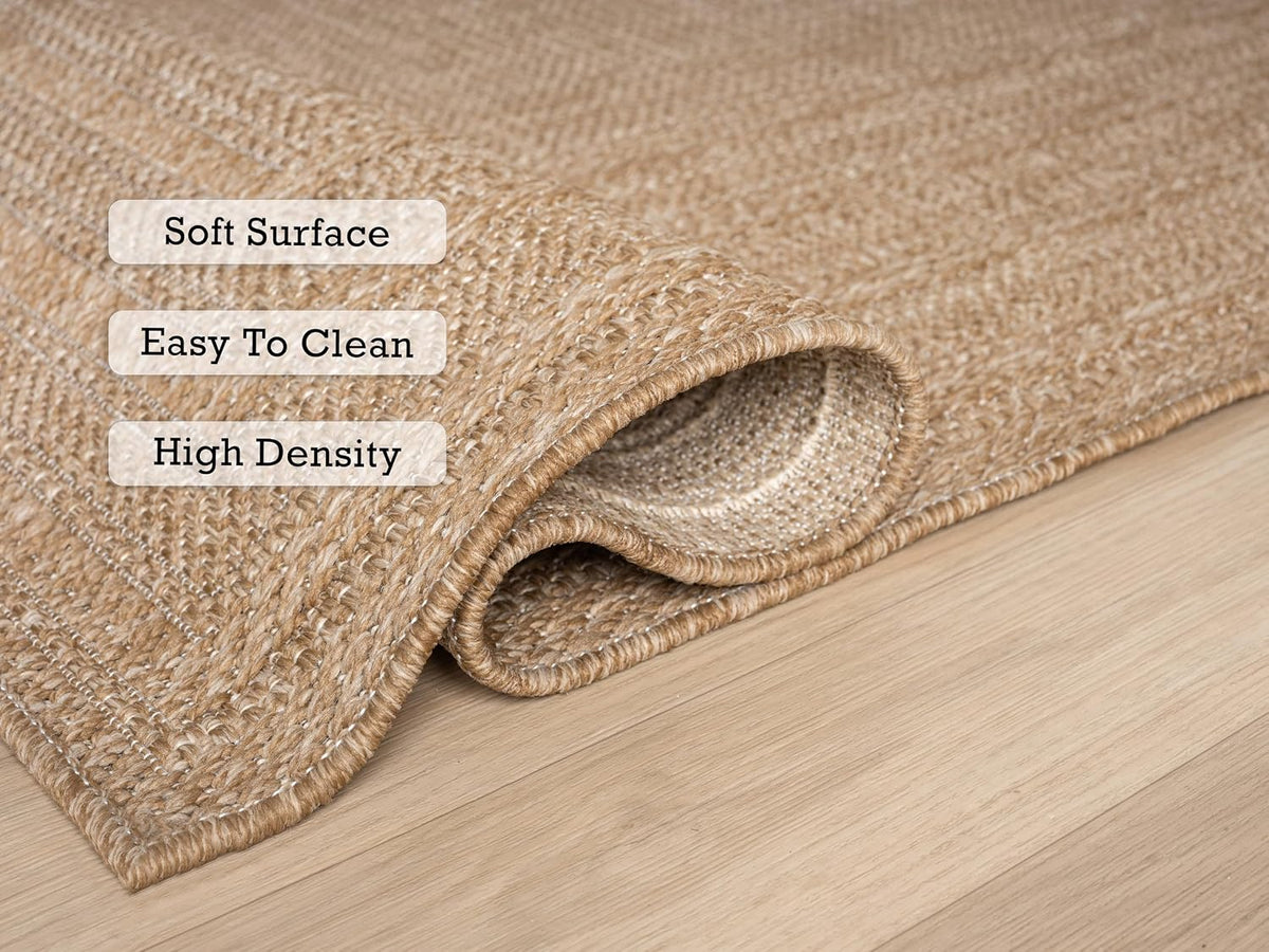 Neutral Bordered Jute‑Look Area Rug