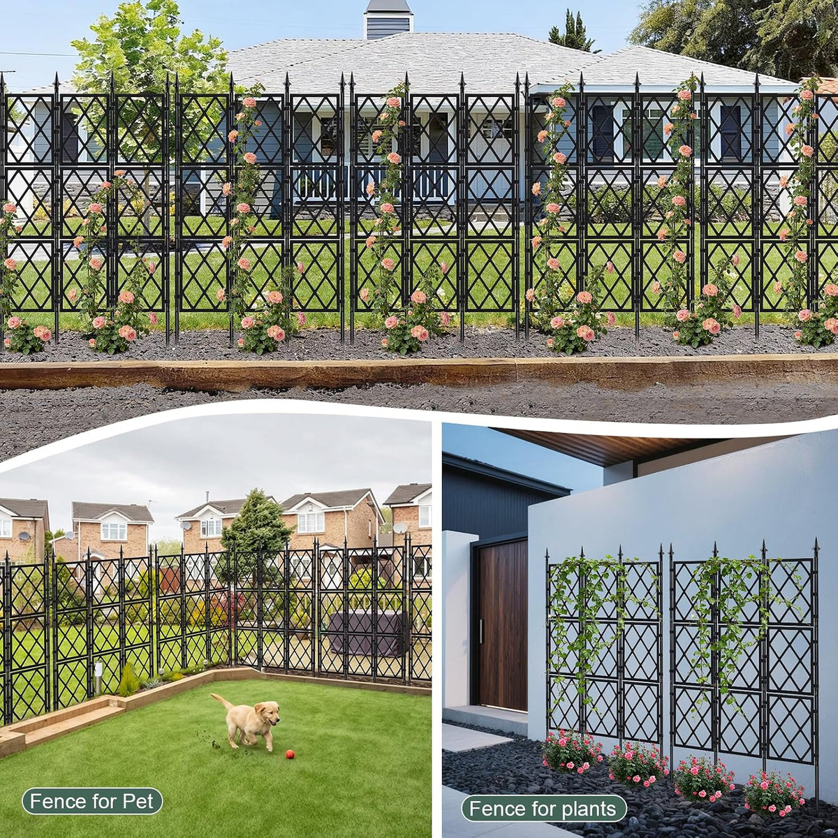 63 Inch Black Metal Lattice Garden Trellis