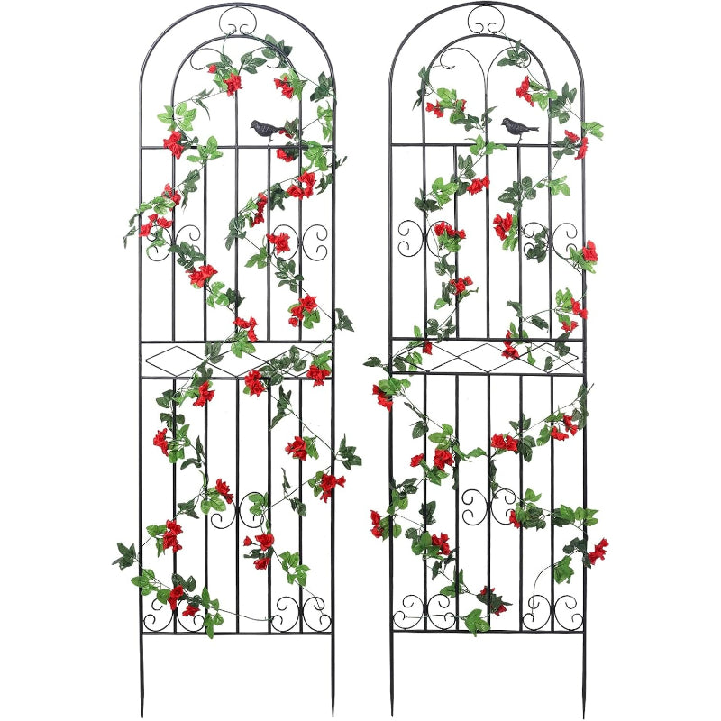 2‑Pack Black Lattice Grid Metal Garden Trellis