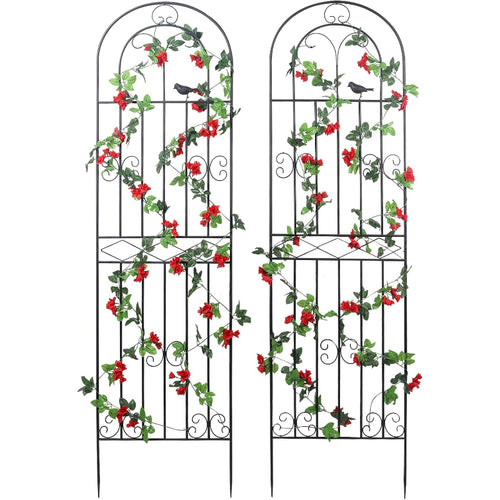 2‑Pack Black Lattice Grid Metal Garden Trellis